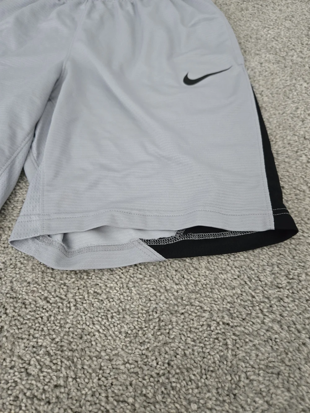 Nike Light Gray Athletic Shorts with Black Side Panels